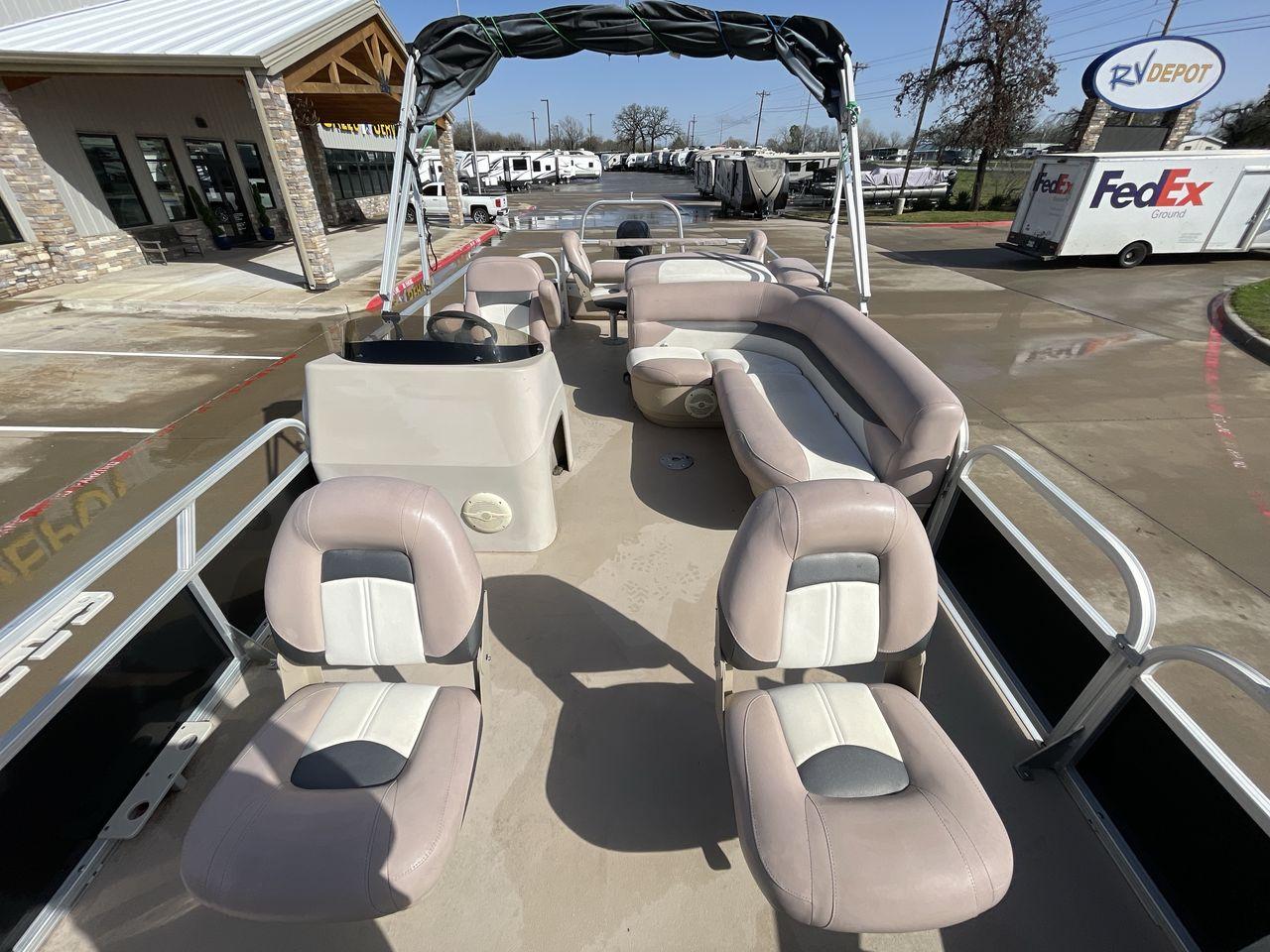 2014 BLACK SUNTRACKER FISHING BARGE 22DLX (BUJ22913D41) , located at 4319 N Main Street, Cleburne, TX, 76033, (817) 221-0660, 32.435829, -97.384178 - The 2014 Sun Tracker Fishin' Barge is here to make you happy. This adjustable pontoon boat is great for fishermen and people who love the outdoors. This Fishin' Barge is 21 feet long, so it has plenty of room for all your fishing tools and friends. The boat is built to last, and the Mercury outboar - Photo #9