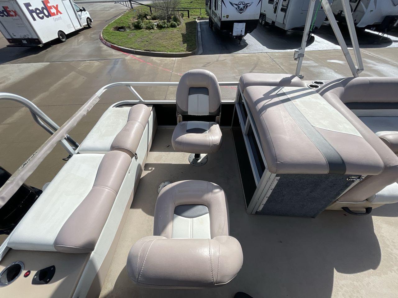 2014 BLACK SUNTRACKER FISHING BARGE 22DLX (BUJ22913D41) , located at 4319 N Main Street, Cleburne, TX, 76033, (817) 221-0660, 32.435829, -97.384178 - The 2014 Sun Tracker Fishin' Barge is here to make you happy. This adjustable pontoon boat is great for fishermen and people who love the outdoors. This Fishin' Barge is 21 feet long, so it has plenty of room for all your fishing tools and friends. The boat is built to last, and the Mercury outboar - Photo #16