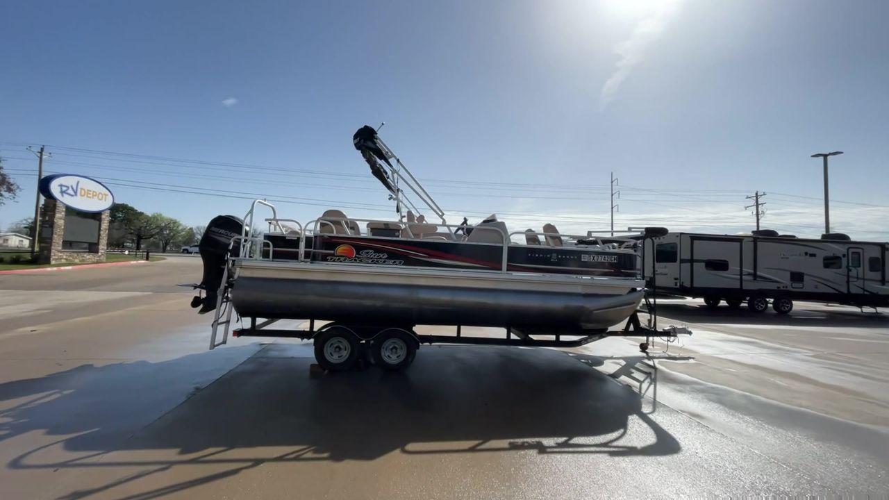2014 BLACK SUNTRACKER FISHING BARGE 22DLX (BUJ22913D41) , located at 4319 N Main St, Cleburne, TX, 76033, (817) 678-5133, 32.385960, -97.391212 - The 2014 Sun Tracker Fishin' Barge is here to make you happy. This adjustable pontoon boat is great for fishermen and people who love the outdoors. This Fishin' Barge is 21 feet long, so it has plenty of room for all your fishing tools and friends. The boat is built to last, and the Mercury outboar - Photo #2