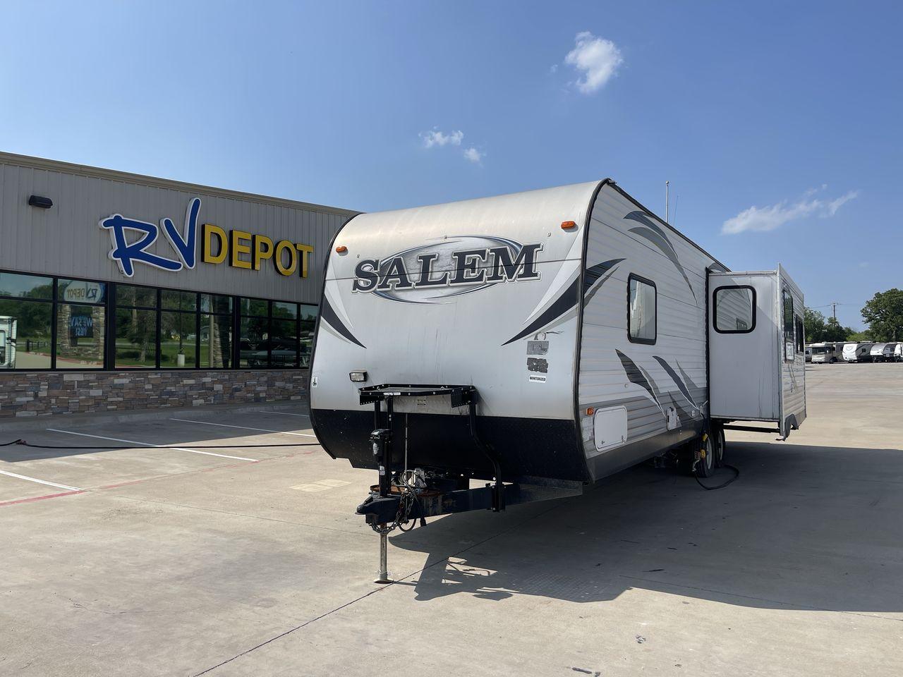 2014 WHITE SALEM 27RLSS (4X4TSMC21EA) , Length: 32.17 ft. | Dry Weight: 6,373 lbs. | Slides: 1 transmission, located at 4319 N Main Street, Cleburne, TX, 76033, (817) 221-0660, 32.435829, -97.384178 - Travel in style with the 2014 Forest River Salem 27RLSS travel trailer and experience the freedom of the wide road. This well-thought-out RV is the best option for anyone looking for amazing outdoor experiences since it provides the optimal balance of comfort, utility, and family-friendly amenities. - Photo #0